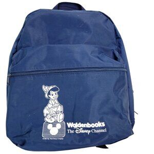 Vintage 80s Disney Backpack Vinyl Pinocchio Bag Blue White Medium Women Child